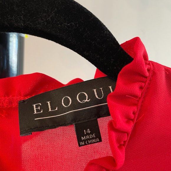 Red  blouse with gathered long sleeves - Picture 3 of 7